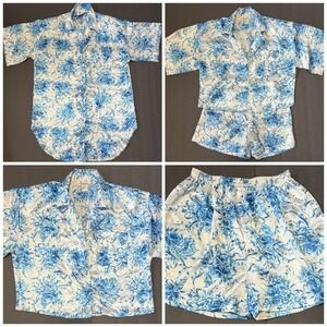 JO INTIMATES - Women's VTG Satin Lingerie Pajama Set - Medium Tops Small Shorts